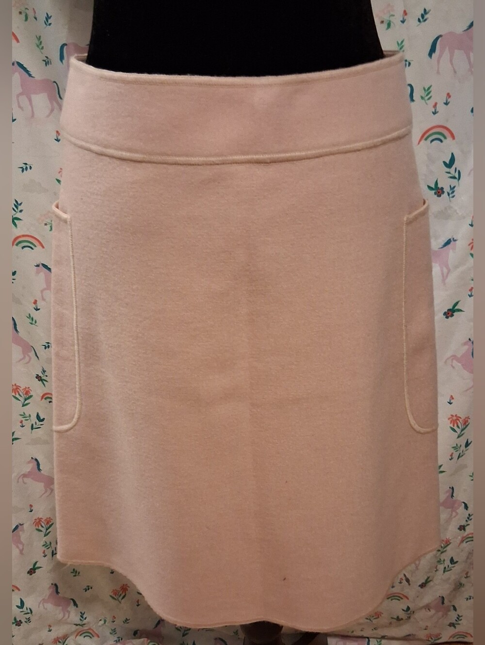 EUC RARE Vintage Y2K 90s Moschino Cheap And Chic Pastel Pink Wool Skirt SZ 6 - Picture 3 of 7